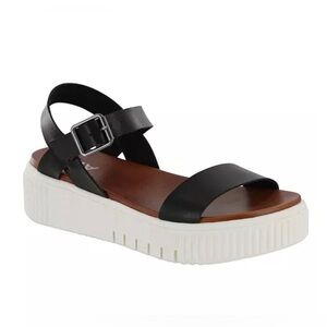 MIA Ameera Black Platform Sandals Size 7.5 Faux Leather Buckle Comfort NIB